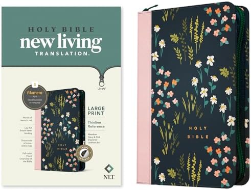 NLT Large Print Thinline Reference Zipper Bible, Filament Enabled